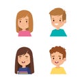 set of girl and boy children with hairstyle and shirt Royalty Free Stock Photo