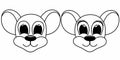 set girl and boy mouse black line funny cartoon Royalty Free Stock Photo