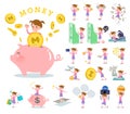 Flat type Pink clothing girl_money