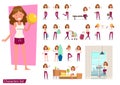 Set of girl different lifestyle activities character vector design