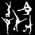 Raster image of a silhouette of a girl gymnastic on a black background