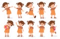 Set girls characters cartoon style