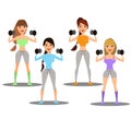 Set of girls engaged in sporting activities , yoga , fitness . Vector