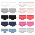 Set of girls lingerie underwear. Lady underpants. Female white knickers.