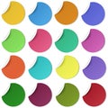 Set of glaring color round paper stickers with edge curl isolated. Colorful image