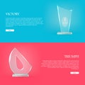 Set of Glass Awards Trophy Rewards Web Banner