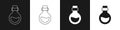 Set Glass bottle with magic elixir icon isolated on black and white background. Computer game asset. Vector Royalty Free Stock Photo