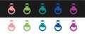 Set Glass bottle with magic elixir icon isolated on black and white background. Computer game asset. Vector Royalty Free Stock Photo