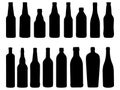 Set of Glass bottles silhouette vector art Royalty Free Stock Photo