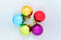 Set of glass christmas balls on white background Royalty Free Stock Photo