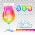 Set of glass of exotic cocktail on a transparent background. Vector illustration