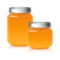 Set of Glass Jar For Honey, Jam, Jelly or Baby Food Puree Mock Up Template