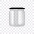 Set of Glass Jars for canning and preserving. Vector Illustration on transparent background.Empty transparent glass jar Royalty Free Stock Photo