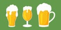 Set of Glass Lager beer icon. Vector beer. Glass of foaming beer isolated on background Royalty Free Stock Photo