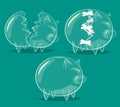 Set of glass piggy banks