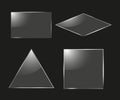 Set of glass square, rectangular and round frames isolate on black background. Vector isolated realistic illustration Royalty Free Stock Photo