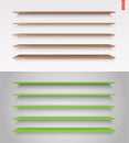 Set of Glass, Wood, Plastic, Metal Long Shelves in Vector Royalty Free Stock Photo