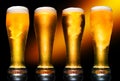 Set of Glasses of Beer Isolated on Black Background. Royalty Free Stock Photo