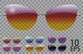 Set glasses.butterfly cat eye shape.transparent different color.sunglasses.3d graphics.rainbow chameleon  pink  blue  purple Royalty Free Stock Photo