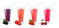 Set of glasses with delicious refreshing juice of berries
