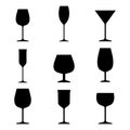 Set of glasses for different alcohol drinks. Vector illustration Royalty Free Stock Photo