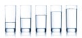 Set of glasses filled with water