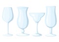 Set of glasses goblets, icon empty inside Glass of a different form for cocktails of juice Royalty Free Stock Photo