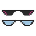 Set glasses pixel in art style.