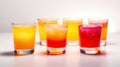 Set with glasses of tasty Tequila Sunrise cocktail on white background, generative ai