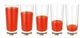 Set of glasses of tomato juice on white background, 3D rendering