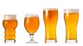 Set of glasses with wheat light India Pale Ale beer with foam isolated on white background Royalty Free Stock Photo