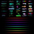 Set of Glitch and neon elements. Collection of glitch and neon effects