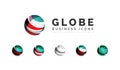 Set of globe sphere or circle logo business icons Royalty Free Stock Photo