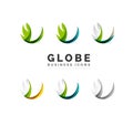 Set of globe sphere or circle logo business icons Royalty Free Stock Photo