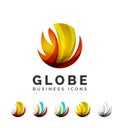 Set of globe sphere or circle logo business icons Royalty Free Stock Photo