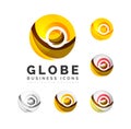 Set of globe sphere or circle logo business icons Royalty Free Stock Photo