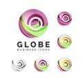 Set of globe sphere or circle logo business icons Royalty Free Stock Photo