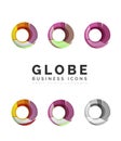 Set of globe sphere or circle logo business icons Royalty Free Stock Photo