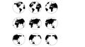 Set globe world icon different angles, vector map of planet earth round globe Royalty Free Stock Photo