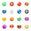 Set of glossy balls for pool, vector illustration Royalty Free Stock Photo