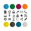 Set of glossy Buttons with few business icons. Royalty Free Stock Photo