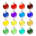 Set of Glossy Christmas balls on white background. Vector illustration. Royalty Free Stock Photo