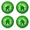 set of glossy green house icons isolate