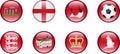 A Set of Glossy Icons of England. Royalty Free Stock Photo