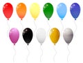 Set of glossy multicolored balloons on a transparent background. Collection of transparent and matte balls