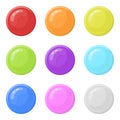 Set of glossy round colorful buttons isolated on white background. Vector illustration for any design Royalty Free Stock Photo