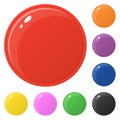 Set of glossy round colorful buttons isolated on white. Vector illustration for design, game, web. Royalty Free Stock Photo