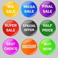 Set of glossy sale buttons Royalty Free Stock Photo