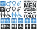 Set of glossy signs for restrooms