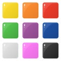 Set of 9 glossy square colorful buttons isolated on white. Vector illustration for design, game, web Royalty Free Stock Photo